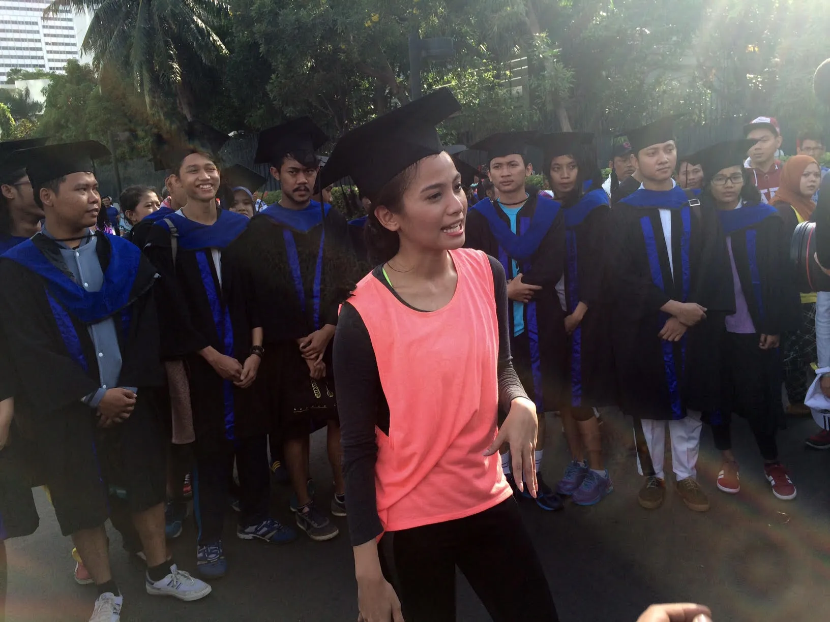 Acha saat jogging di CFD © KapanLagi.com®/Hendra Gunawan