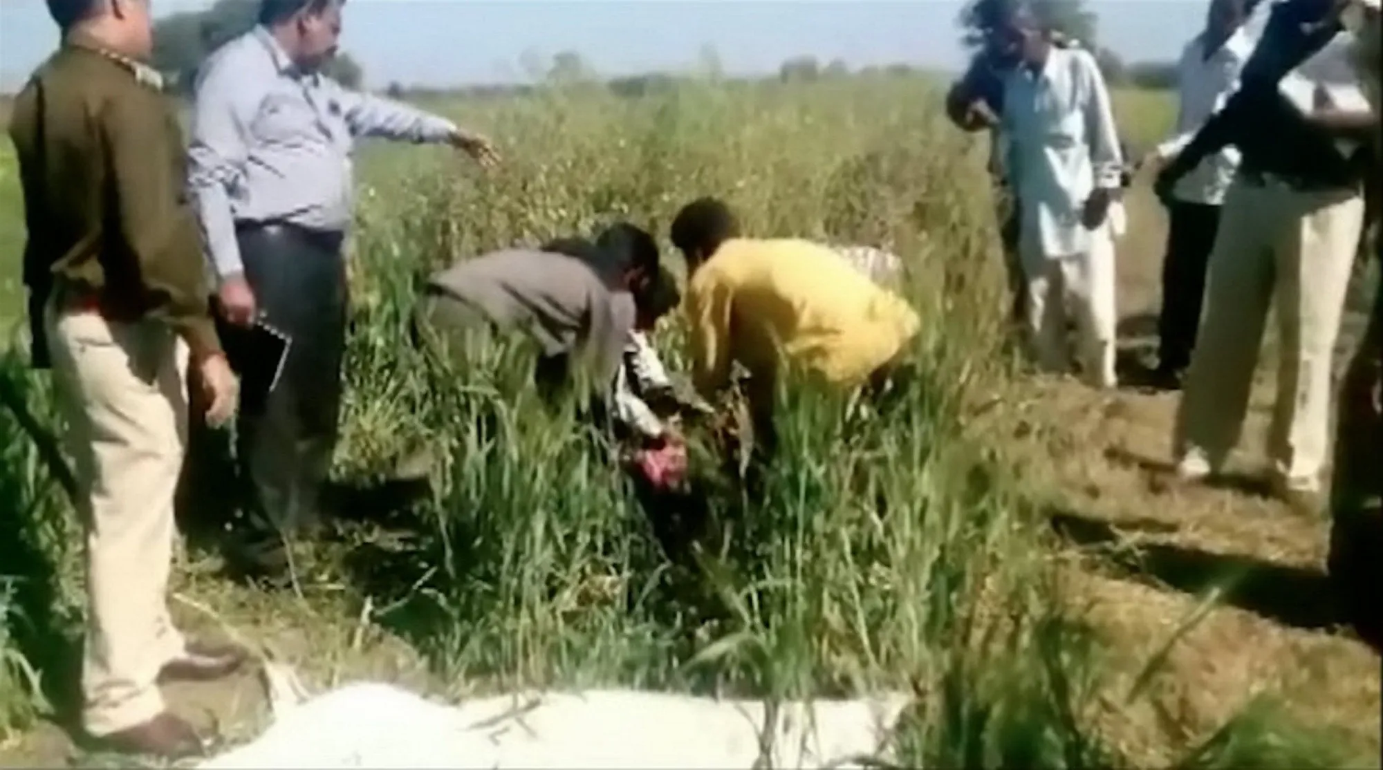 Jenazah korban yang ditemukan di sawah © metro.co.uk