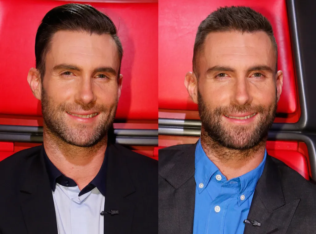 Penampakan before - after rambut Adam Levine @ eonline.com