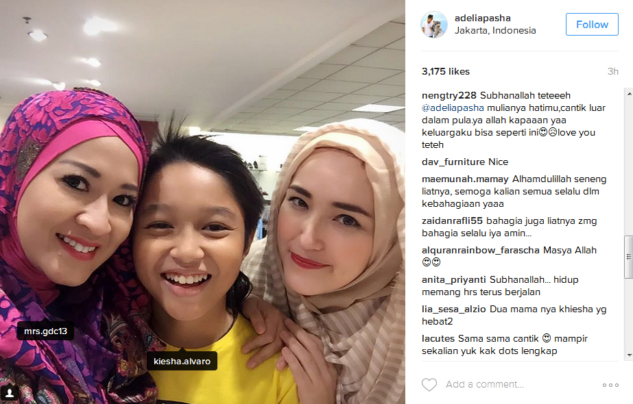 Okie, Keisha dan Adelia akur © Instagram/adeliapasha