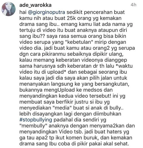 Komentar Ade Waroka yang diunggah oleh Vanessa Angel di Instagram © Instagram.com/vanessaangelofficial