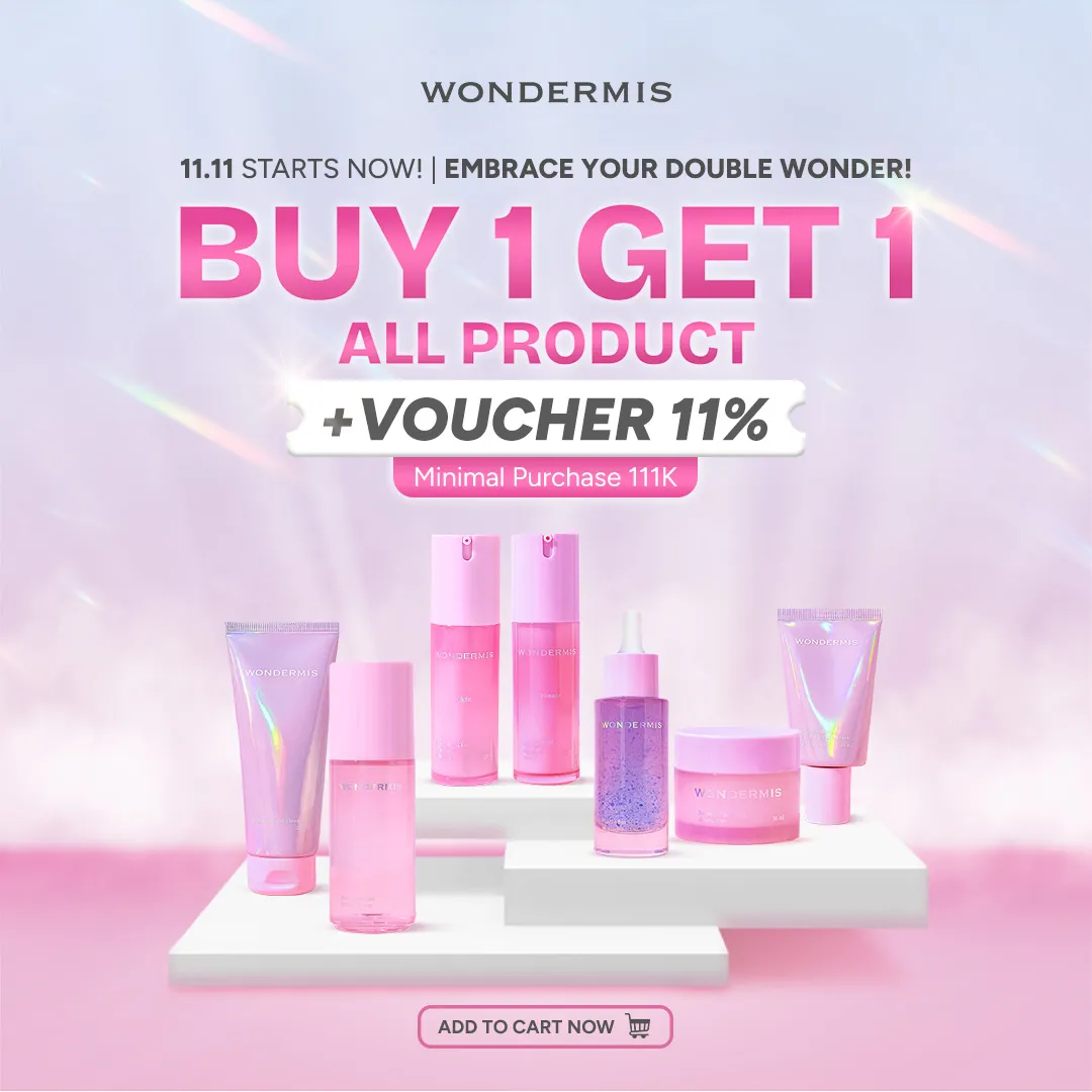 Promo menarik BUY 1 GET 1 selama periode 11–13 November 2025 dari WONDERMIS Official Store di Shopee.