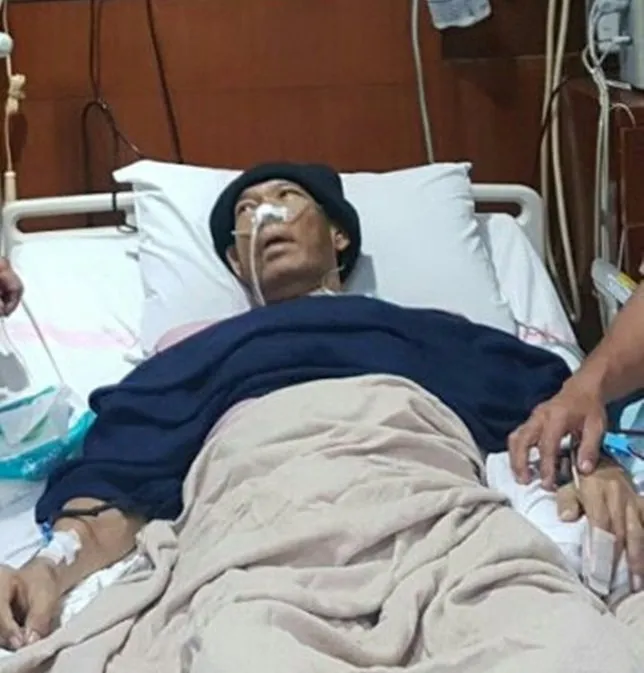 Advent Bangun saat tengah dirawat di Rumah Sakit (Credit: Twitter/Jeff Sondakh)