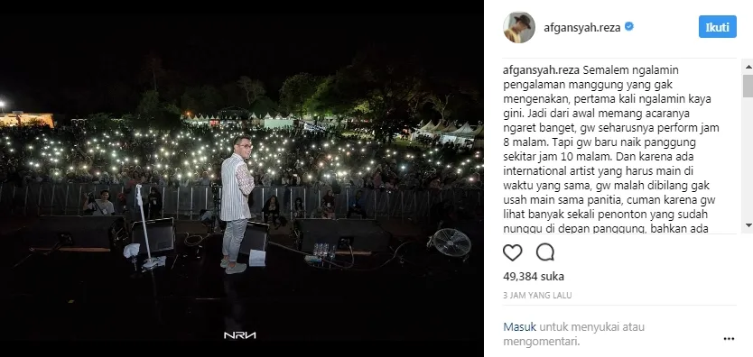Afgan ceritakan kronologi kejadian ini @ Instagram.com/afgansyah.reza