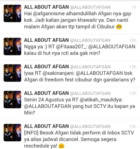 Kabar baik buat kalian para Afganisme, Afgan dikatakan baik-baik saja ©Twitter.com/ALLABOUTAFGAN