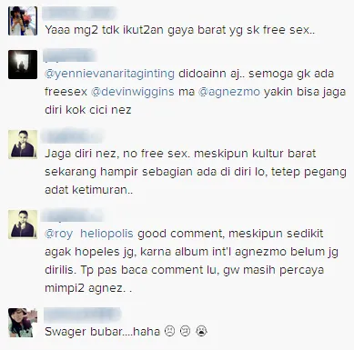 Komentar netizen mengenai foto Agnez / © Instagram