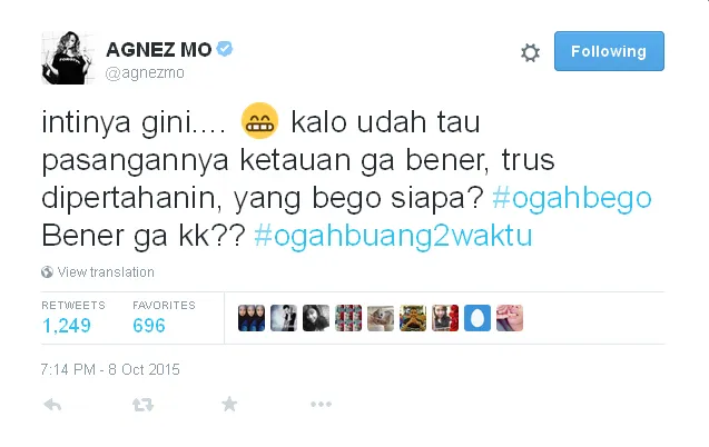 Agnez sentil Devin? © Twitter/@agnezmo