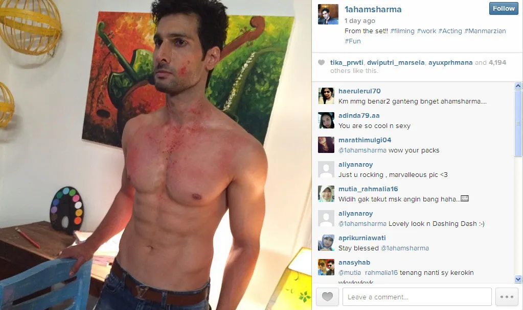 Ini dia tubuh menggoda nan aduhai yang diunggah Aham Sharma untuk fans tercinta dari lokasi syuting @instagram.com/1ahamsharma