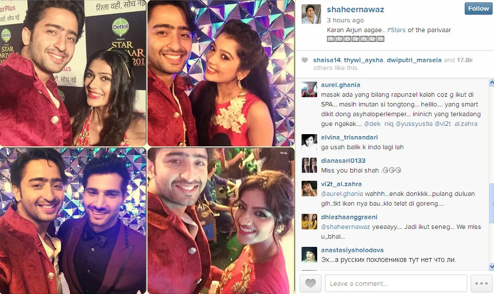 Ini dia kesibukan Shaheer yang menghadiri Star Parivaar Award bersama Aham Sharma @instagram.com/shaheernawaz