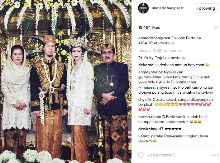 Dhani mengenang pernikahan bareng Maia? © Instagram/ahmaddhaniprast