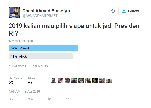 Kamu pilih siapa? © Twitter/ahmaddhaniprast