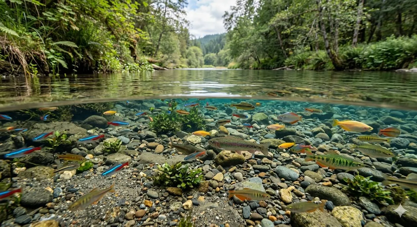 air jernih dengan ikan - image by AI