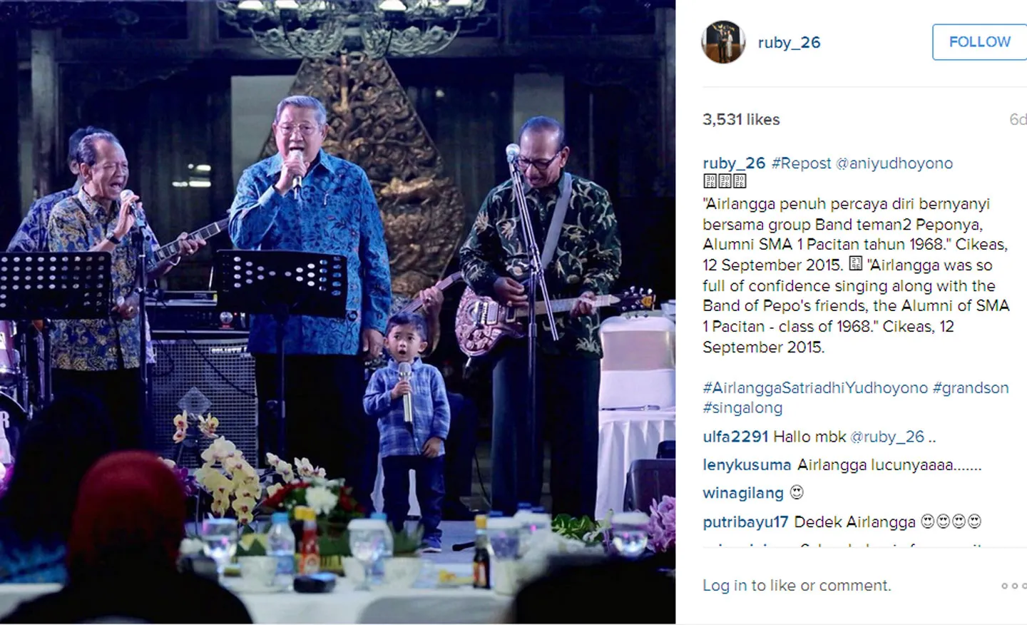 SBY naik panggung bareng cucunya © Instagram/Ruby_26