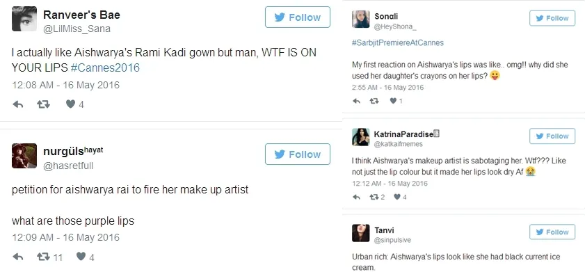 Aishwarya dikritik netizen India gara-gara lipstik ungu ©twitter