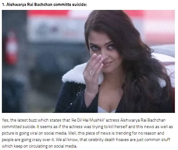 Kabar kematian Aishwarya hanyalah hoax belaka ©india.com