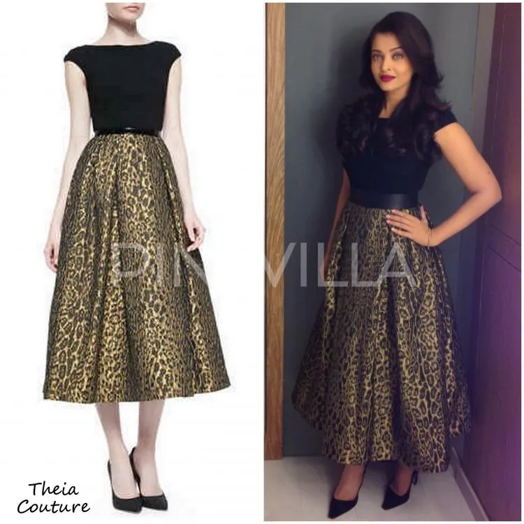 Aishwarya Rai memukau dengan rok motif leopard dan obi yang dikenakannya © Pinkvilla.com