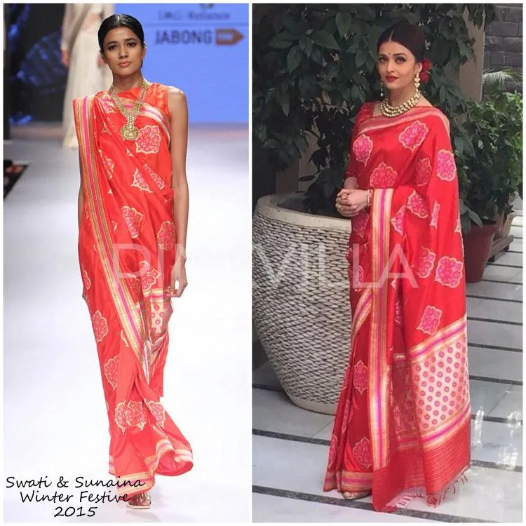 Aishwarya Rai tampil dengan sari merah yang cantik © Pinkvilla.com