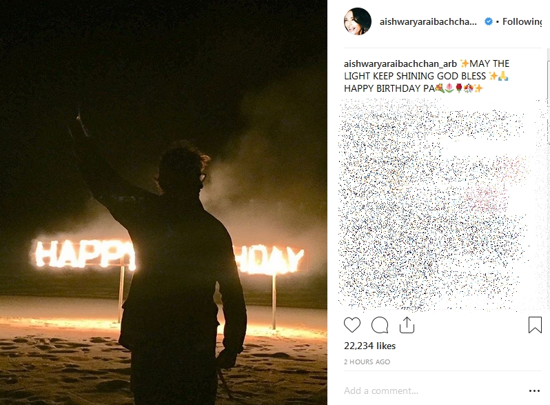 Aishwarya Rai ucapkan selamat ultah untuk Amitabh Bachchan ©instagram/aishawaryarai_arb
