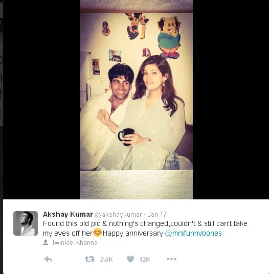 So sweet saat Akshay dan Twinkle masih jadi pengantin muda dulu © Twitter.com/akshaykumar