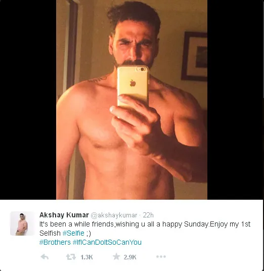 Ini dia selfie macho dan menggoda dari aktor tampan Akshay Kumar untuk fansnya @twitter.com/akshaykumar