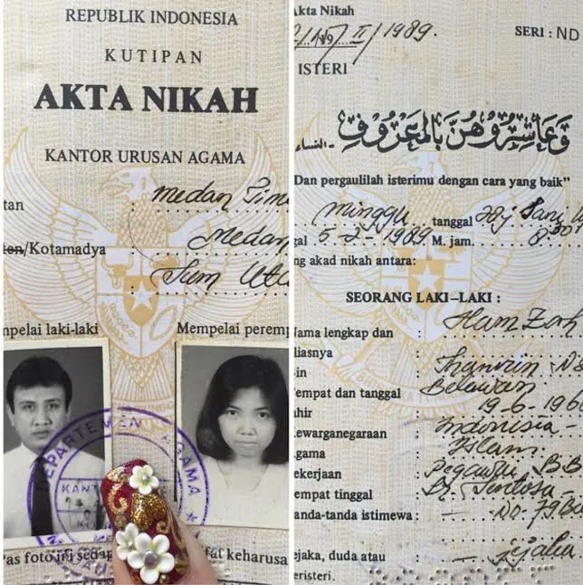 Surat nikah orangtua Bella Shofie. dok. pribadi ©KapanLagi.com