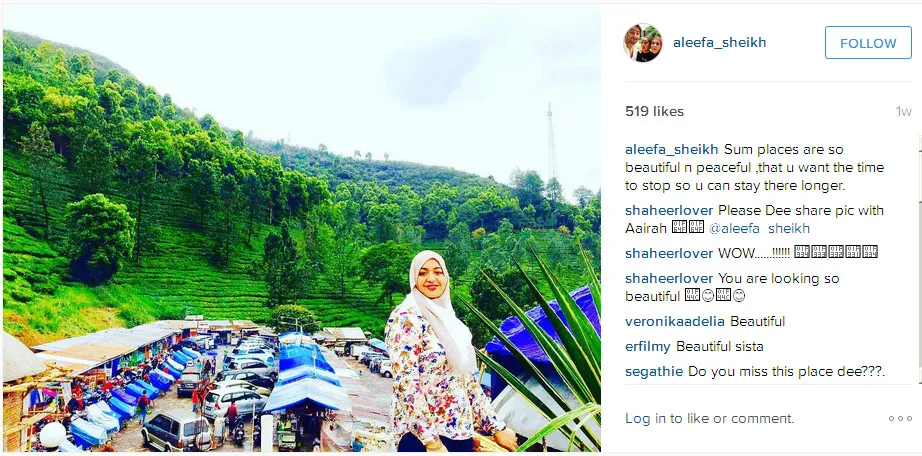Aleefa Sheikh kangen dengan lokasi di Masjid Atta'awun © Instagram.com/aleefa_sheikh