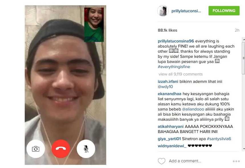 Unggahan Prilly di akun Instagramnya © Instagram.com/prillylatuconsina