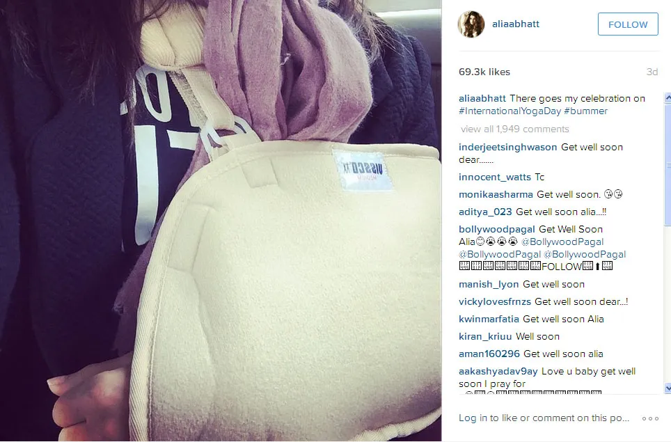 Ini dia bahu Alia Bhatt yang mengalami cedera @instagram.com/aliaabhatt