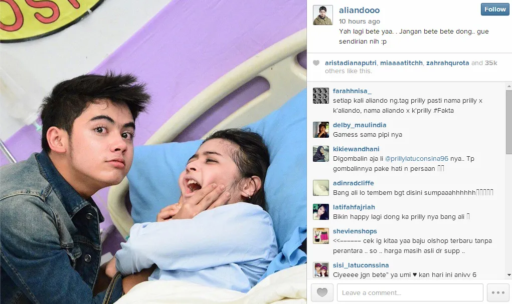 Aliando vs Prilly @ Instagram/Aliando Syarief