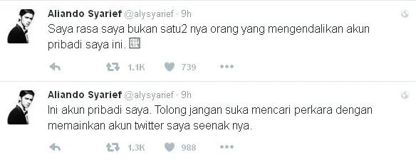 Kemarahan Ali mengetahui Twitter-nya di-hack © Twitter/alysyarief