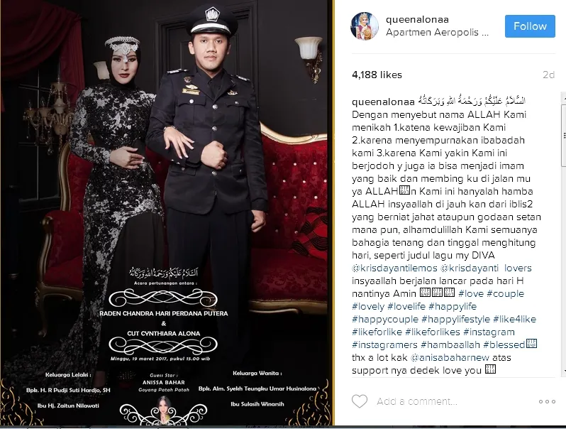 Alona bertunangan 19 Maret nanti ©instagram/queenalonaa