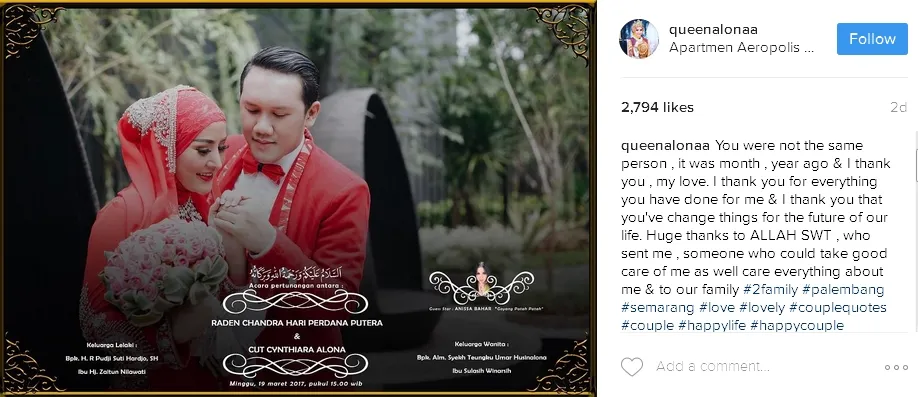 Alona dan Chandra siap untuk menikah ©instagram/queenalonaa