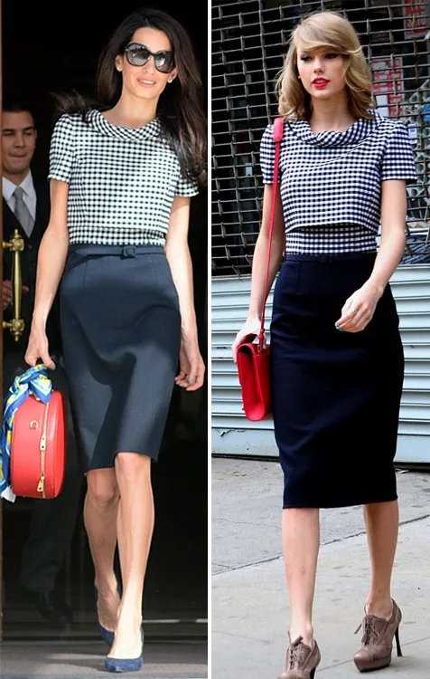 Salah satu kemiripan selera fashion Swift dan Amal @ dailymail.co.uk