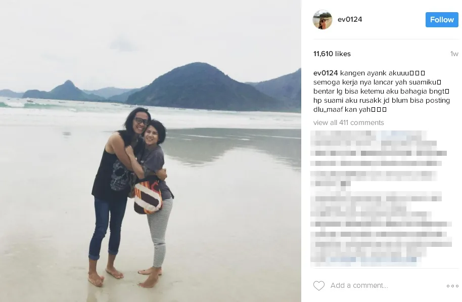 Postingan terakhir Evelyn pamer kemesraan dengan Aming. /©instagram.com/ev0124