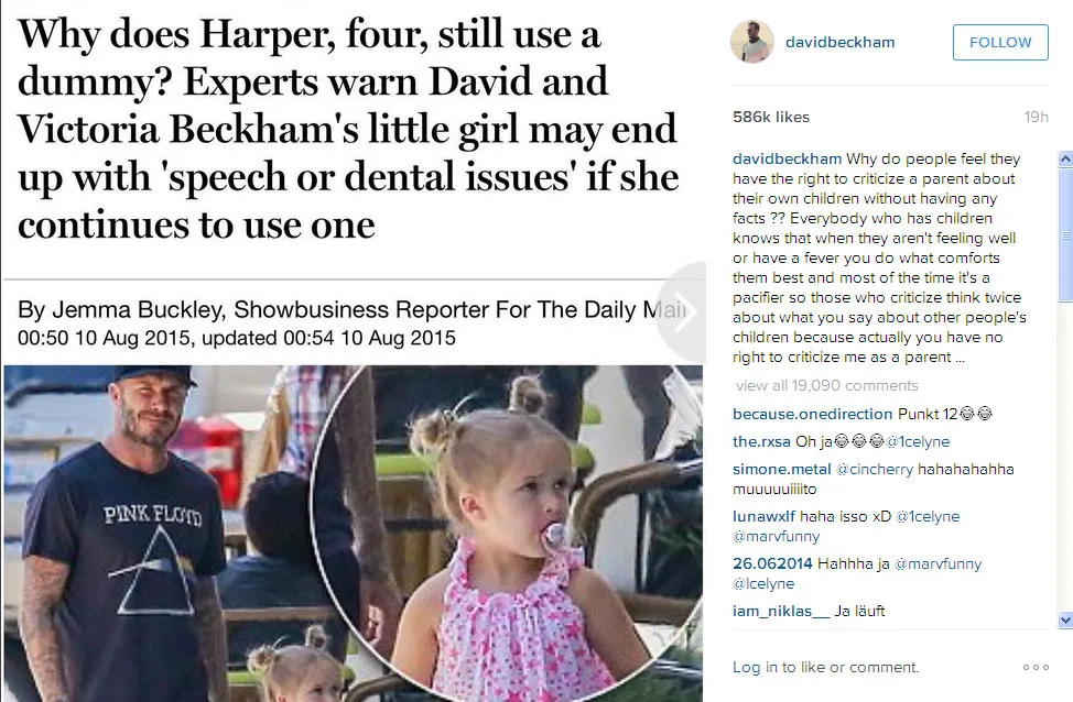 David Beckham meluapkan amarahnya lewat Instagram © Instagram/David Beckham