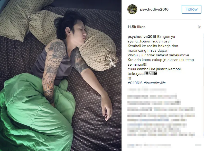 Aming tulis pesan romantis buat istrinya © Instagram.com/psychodiva2016