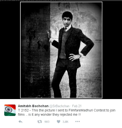 Ini nih foto yang bikin Amitabh gagal audisi film © Twitter.com/SrBachchan