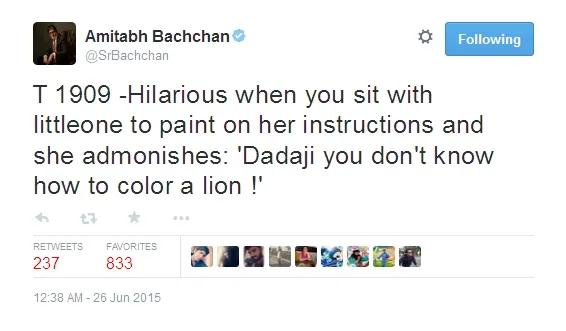 Amitabh Bachchan dianggap tak tahu warna singa. @twitter/srbachchan