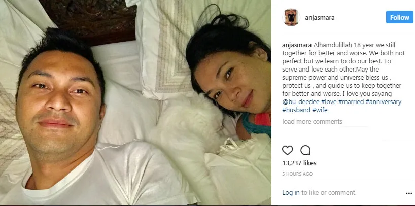 Anjasmara menuliskan pesan manis untuk Dian Nitami. © Instagram/anjasmara