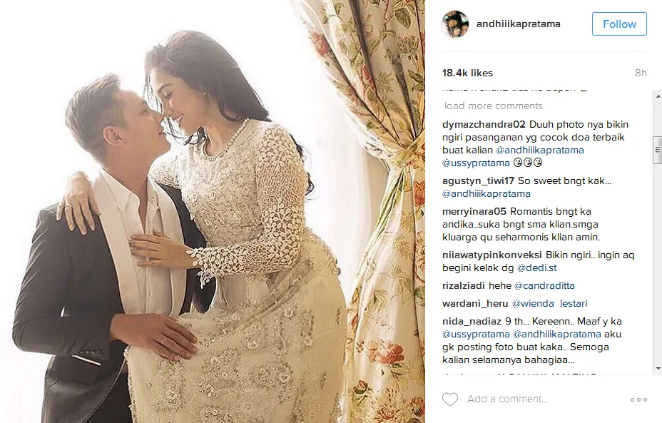 Ungkapan Andhika untuk rayakan 9 tahun pertemuan dengan Ussy © Instagram/andhiiikapratama