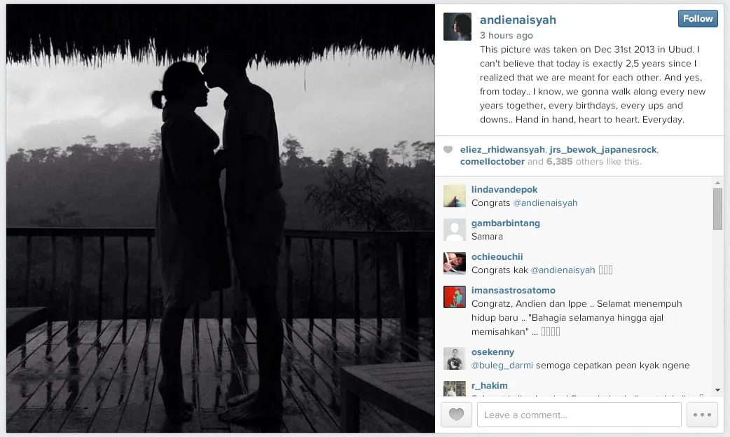 Postingan Andien di hari pernikahannya, tercipta untuk bersama. ©instagram Andien