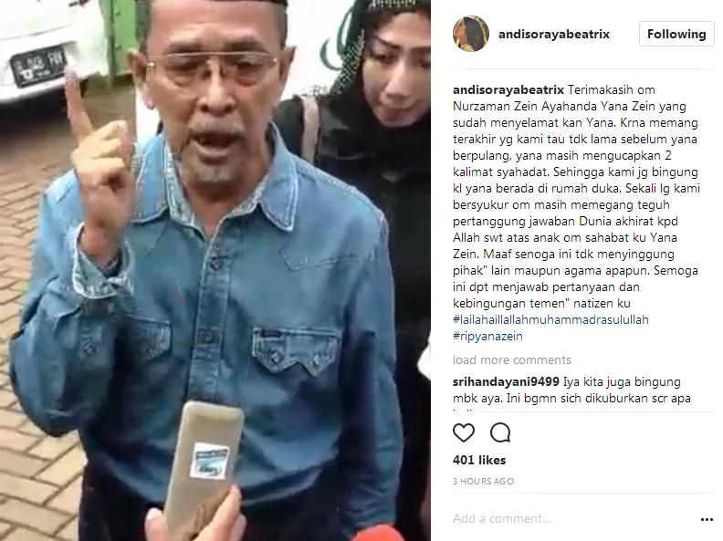 Aya berterima kasih pada ayahanda Yana © Instagram/andisorayabeatrix