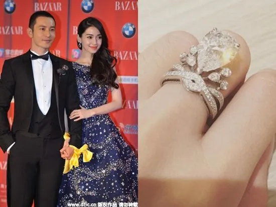 Cincin berlian pemberian Huang Xiaoming pada Angebaby. © asianone.com