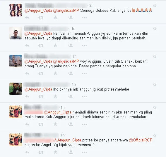 Berbagai komentar netizen di tulisan Anggun / © Twitter