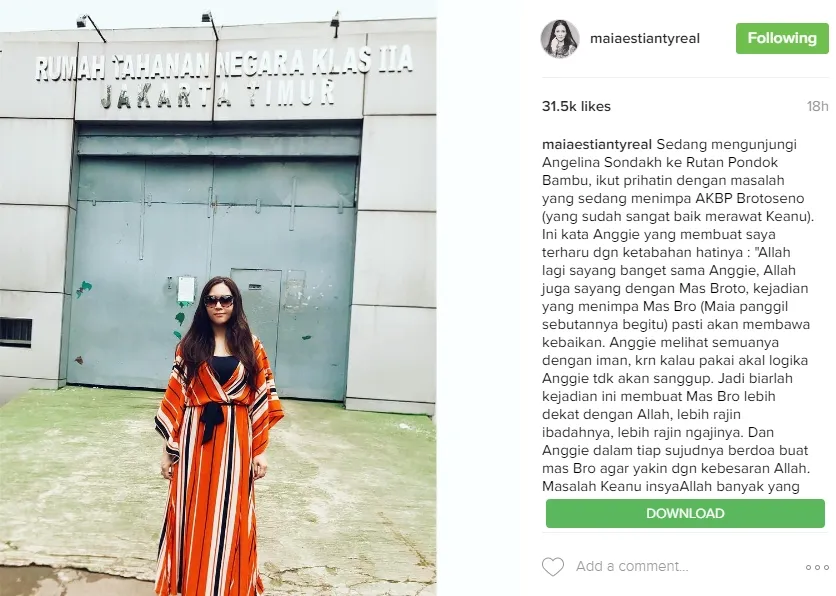 Maia Estianty kunjungi sahabatnya yaitu Angelina Sondakh. 姆nstagram.com/maiaestiantyreal