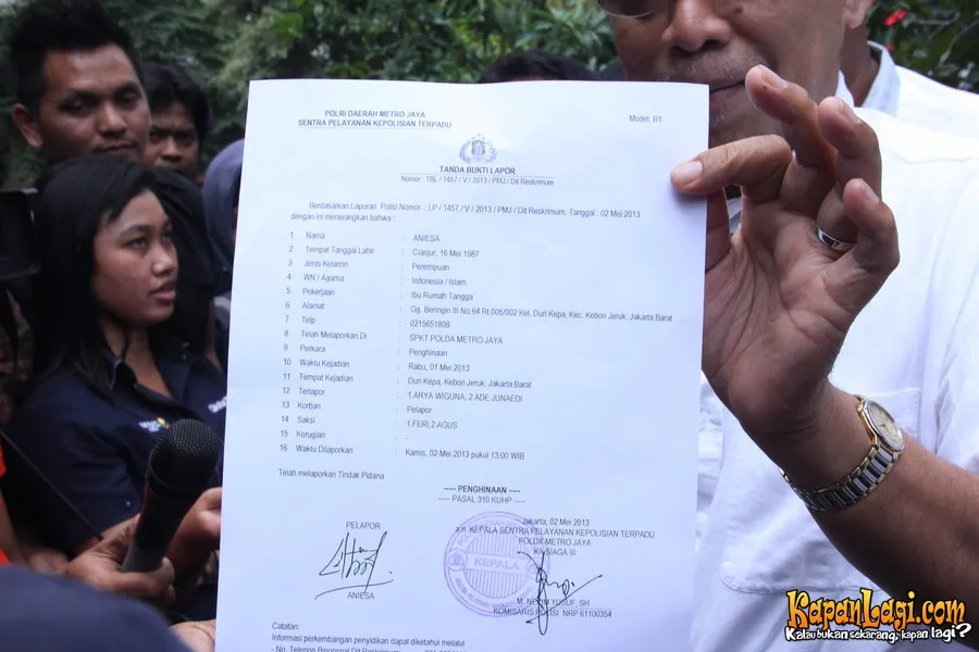Tanda bukti laporan yang dibuat istri Eyang Subur, Aniesa. ©Busan