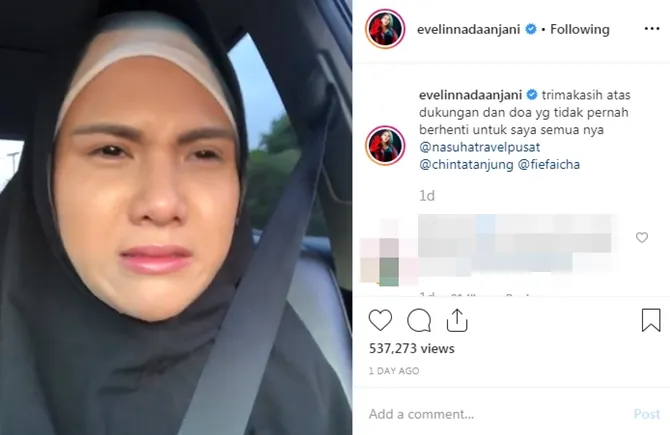 Evelyn Nada Anjani terharu berangkat umrah (credit: instagram.com/evelinnadaanjani)