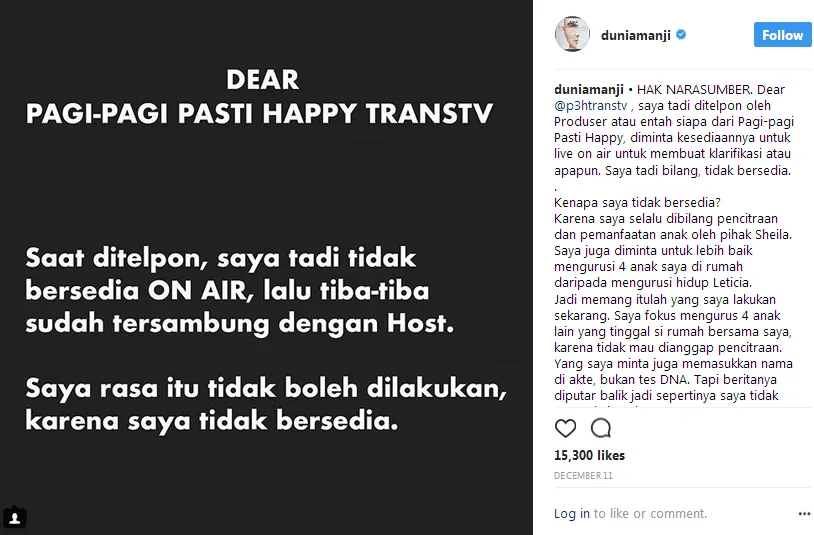 Teguran Anji pada P3H / Credit: @duniamanji