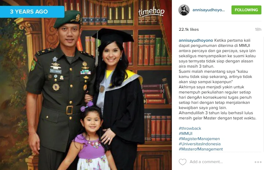 Annisa kenang masa kuliah S2nya ©instagram/annisayudhoyono