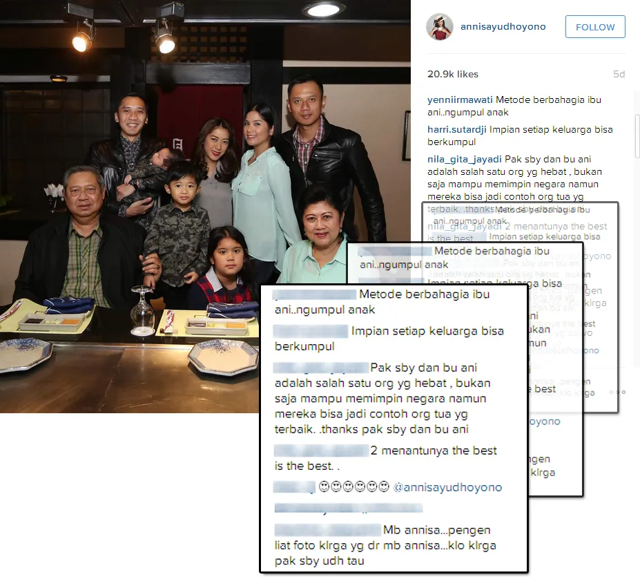 Annisa Pohan kumpul bareng keluarga SBY © Instagram/annisayudhoyono